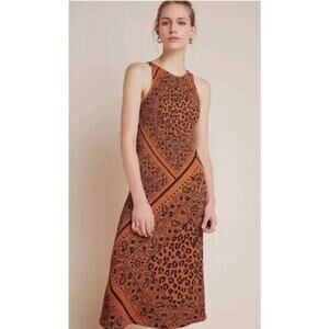 Farm Rio x‎ Anthropologie Alyse Midi Cheetah Bandana Print Dress Size Small